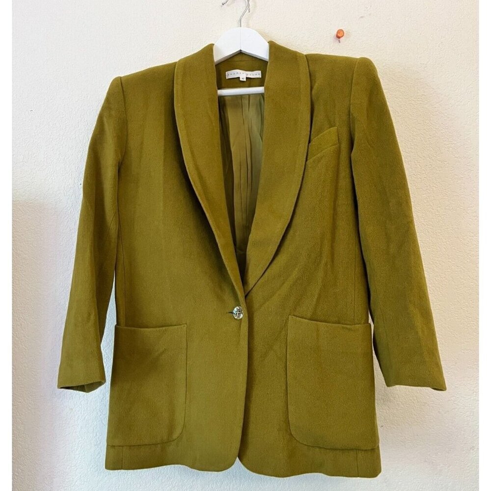 Andrea Behar Womens One-Button Shawl Collar Blazer Jacket Small Mustard Career